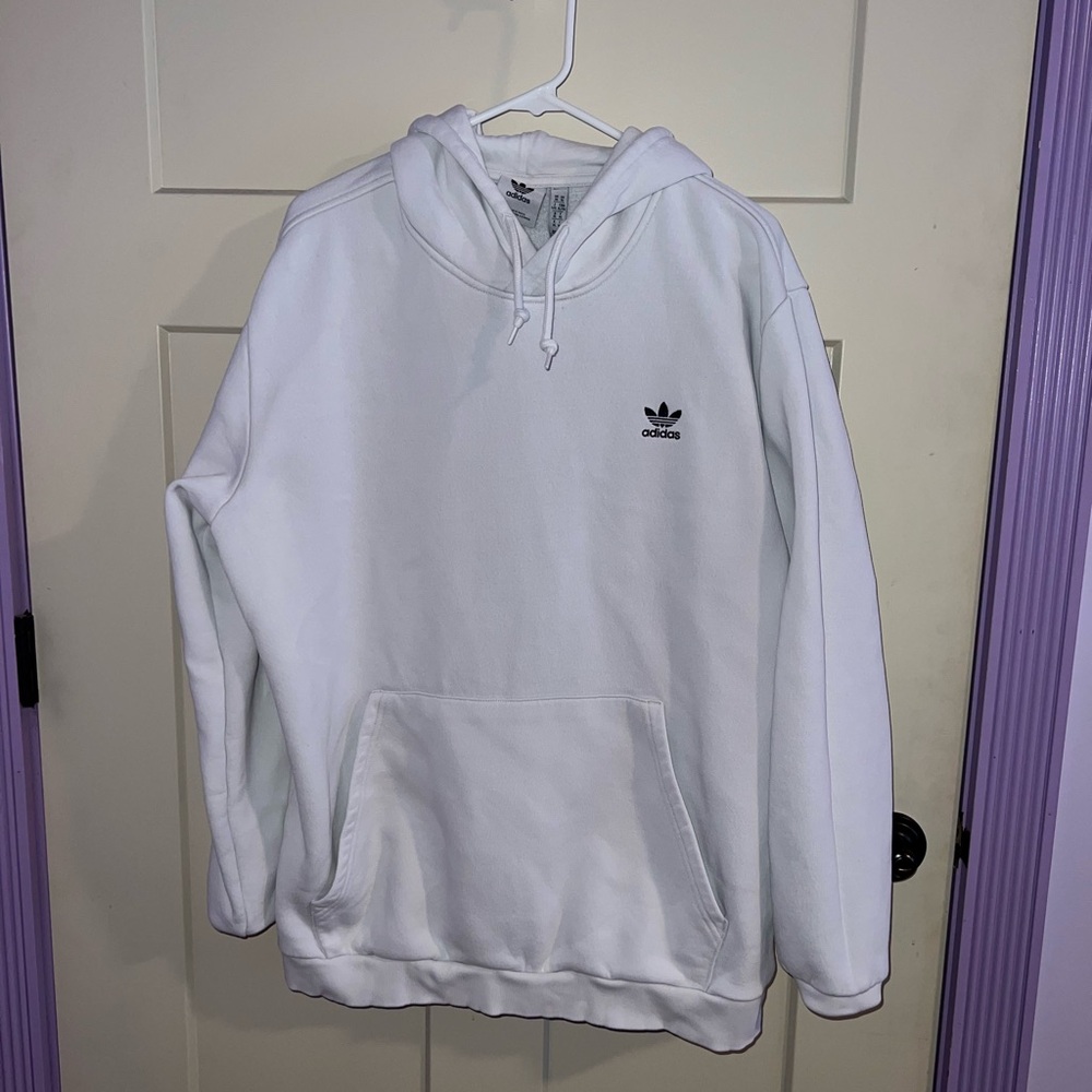 Adidas Men's White Hoodie Sweater